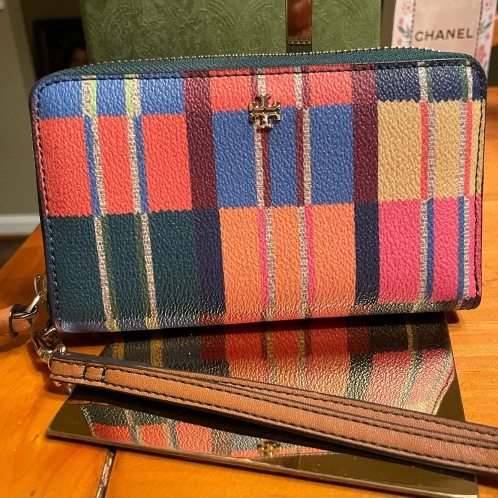 Tory Burch Multicolor Plaid Wallet - Picture 1 of 8